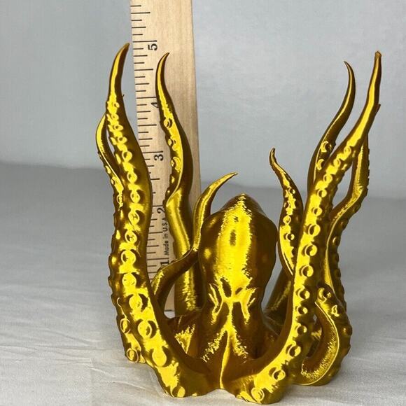 Gold Octopus Figurine Decorative Art 5" Tentacles - Picture 6 of 7